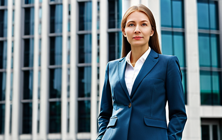 형법상 부작위범 - Professional Businesswoman**
"A professional businesswoman in a modest business suit, standing conf...