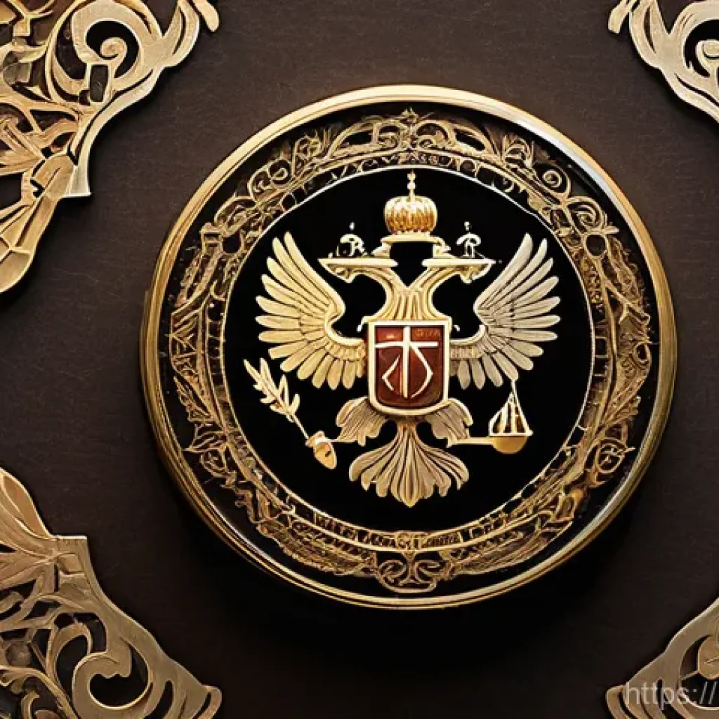 헌법과 국제법 관계 - A highly detailed, symbolic image depicting the intricate interaction between Russian Constitutional...