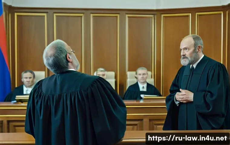 행정법상 손실보상제도 - A detailed courtroom scene in a modern Russian civil court, showing a judge in traditional robes att...
