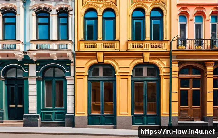 헌법상 재산권 제한 - A detailed urban scene depicting a Russian historic district with strict architectural preservation ...