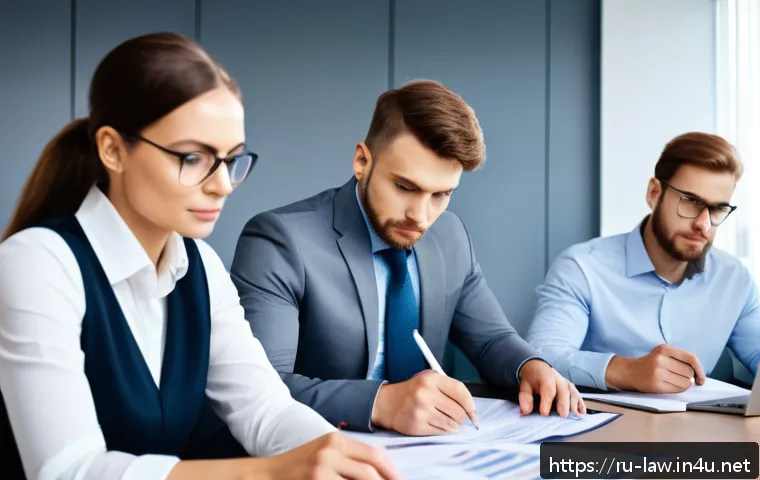 노동법상 임금청구권과 체불임금 - A professional office scene showing a diverse group of Russian-speaking employees in business casual...
