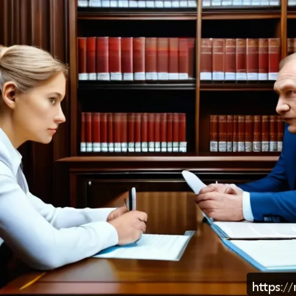 민법상 부당이득 반환 - A professional legal consultation scene in a modern office, featuring a middle-aged Russian man and ...