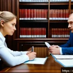 민법상 부당이득 반환 - A professional legal consultation scene in a modern office, featuring a middle-aged Russian man and ...